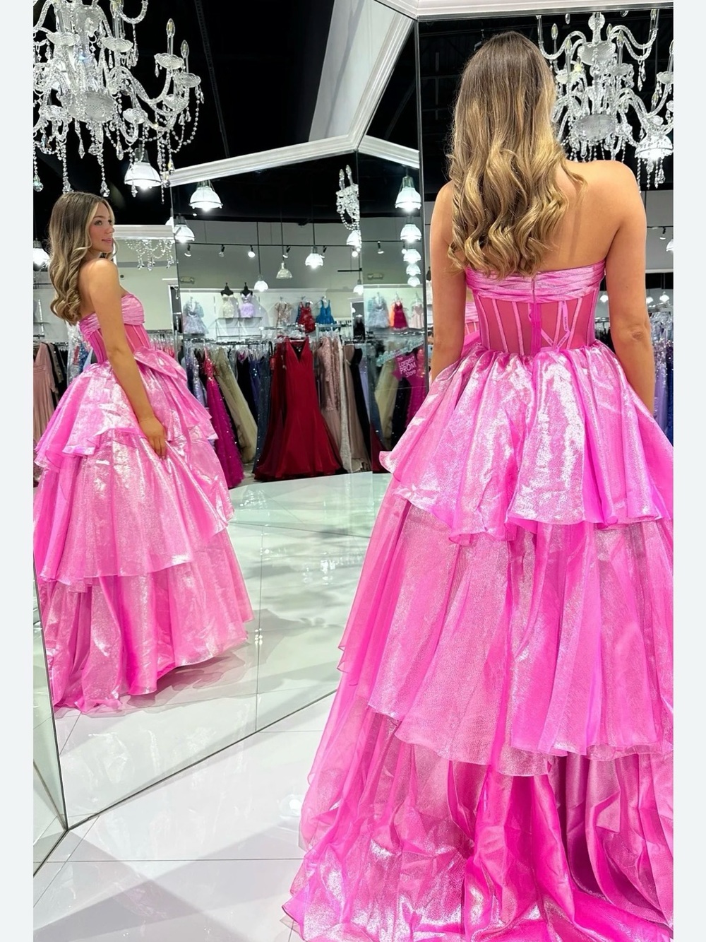 Hot Pink Sherri Hill Ball Gown Prom Dress - Size 2